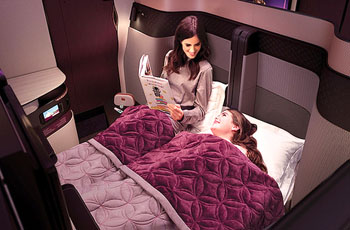 カタール航空Qスイートのベッド