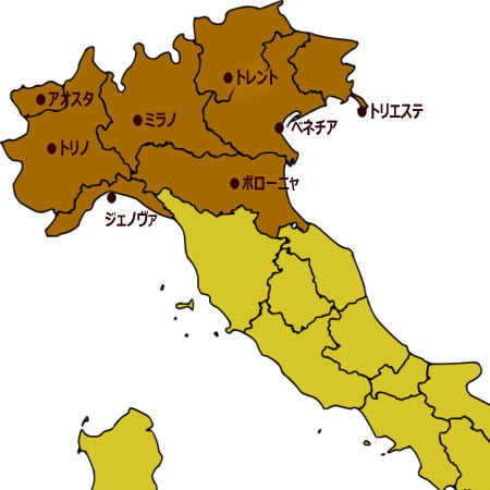 北部イタリア地図